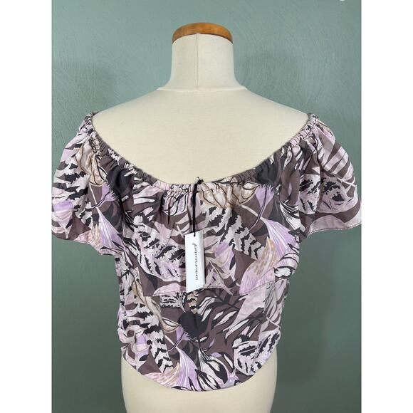 Unsubscribed Women's Size Medium Floral Off The Shoulder Silk Casual Blouse Tops - Picture 2 of 11